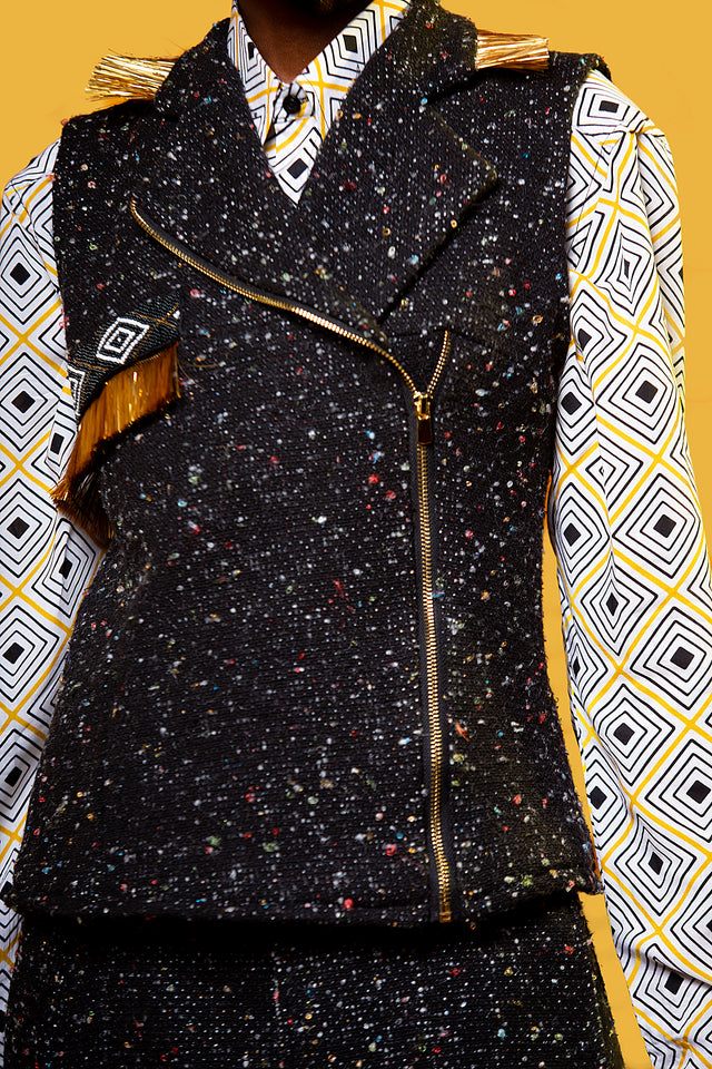 Tweed Blazer with Bead Details